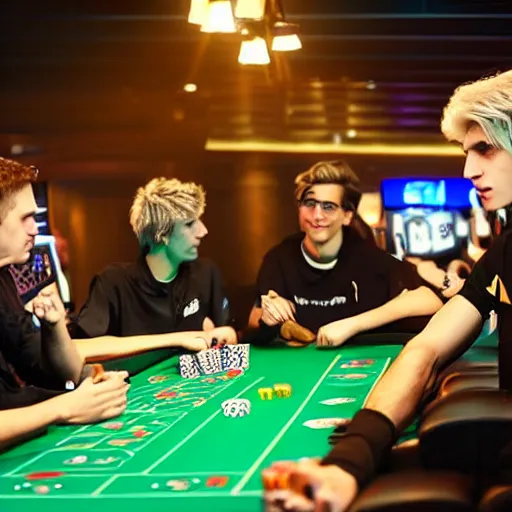 Image similar to handsome xqc gambling : : realistic : : 1 dslr : : 1 - - quality 2