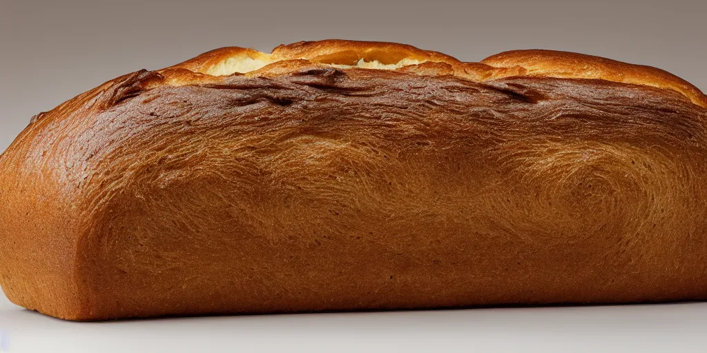 Prompt: A cute duck as a loaf of bread, realistic, close up, ambient lighting, ultra high detail.