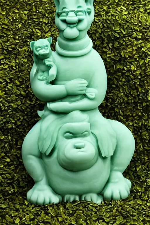 Image similar to jade statue of garfield made of jade