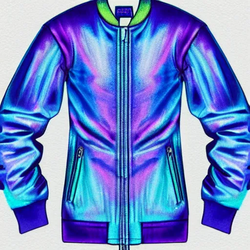 Image similar to a drawing of an iridescent blue and purple jacket, a color pencil sketch by avgust cernigoj, instagram contest winner, digital art, art on instagram, seapunk