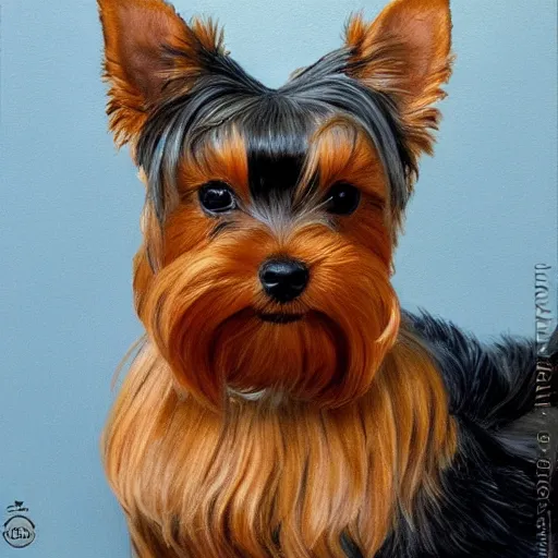 Prompt: teacup yorkshire terrier sitting on teacup, in teacup portrait art by donato giancola and greg rutkowski, realistic face, digital art, trending on artstation, symmetry