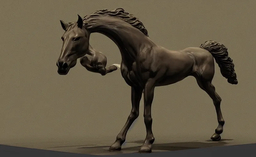 Prompt: Horse bronze statue, unreal engine, highly detailed