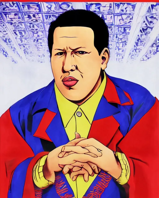 Image similar to Hugo Chavez portrait by Hirohiko Araki, Araki style, JJBA, anime