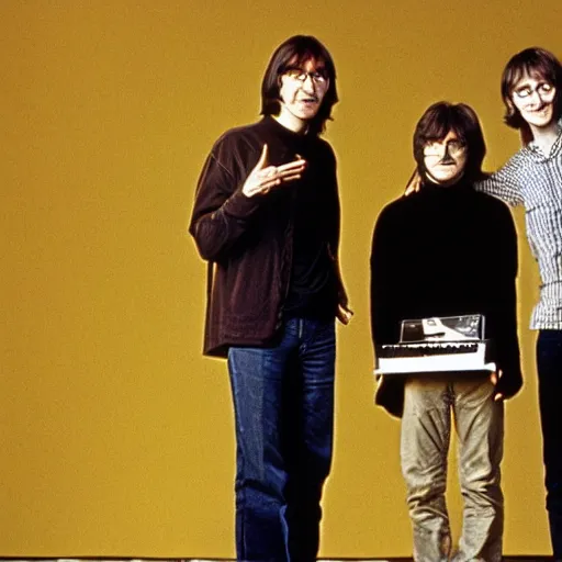 Prompt: Steve Jobs, John Lennon, and Harry Potter