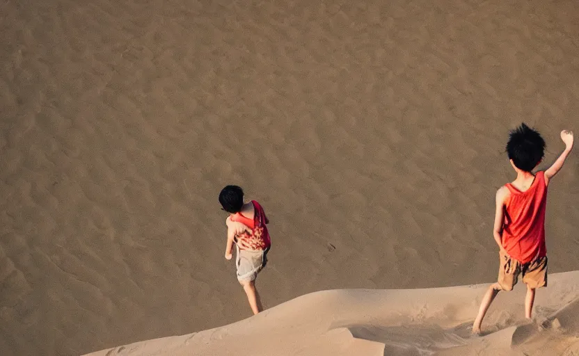 Image similar to a luffy in sand dunes, photography