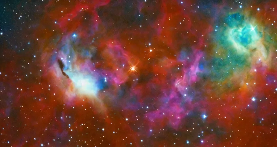 Prompt: a photo of a nebula in the shape of a cat