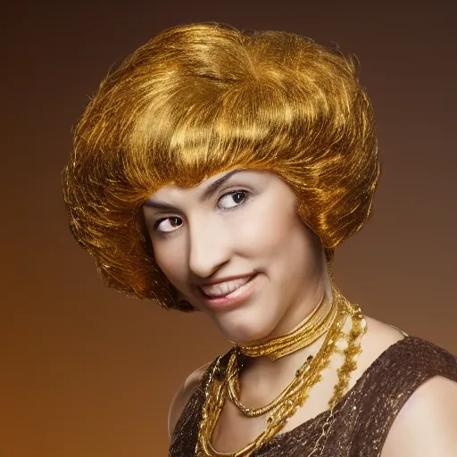 Image similar to a woman with hair made by gold