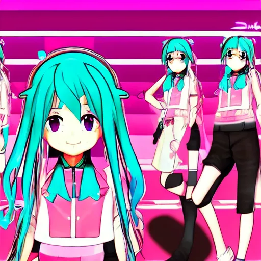 Prompt: hatsune miku v 4 in the style of gta loading screens