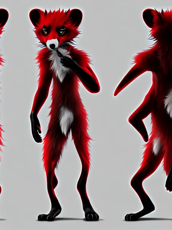 Image similar to furry - male - red - black - weasel - chaos theorist - fursona uhd ue 5 visual novel pc game expressions, photorealistic