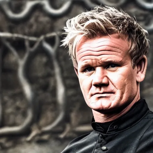 Prompt: gordon ramsey in game of thrones, 4 k, epic, cinematic, focus, movie still, fantasy, serious, extreme detail, atmospheric, dark colour, sharp focus