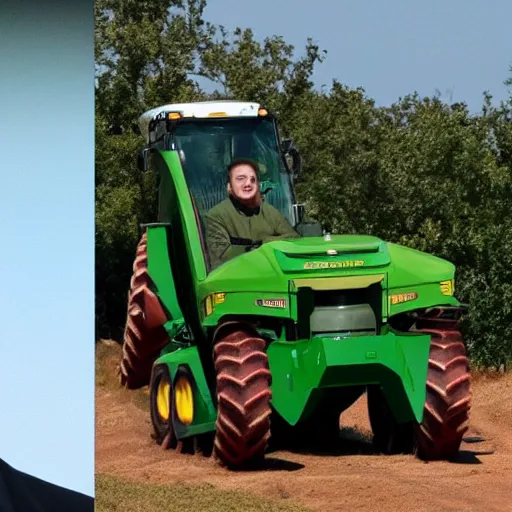 Prompt: elon musk driving a john deere