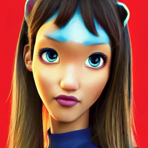 Prompt: pixar anime movie poster portrait photo : : of jessica alba as cat cyborg woman designed by weta workshop : : artstation, unreal engine : : rave makeup, pearlescent, sweaty, morning, vogue cover