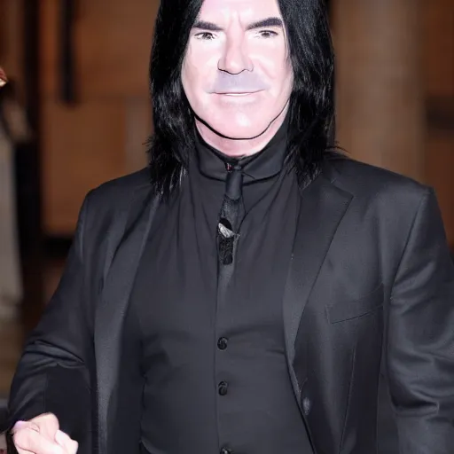 Image similar to simon cowell cosplaying as severus snape in hogwarts, 8k