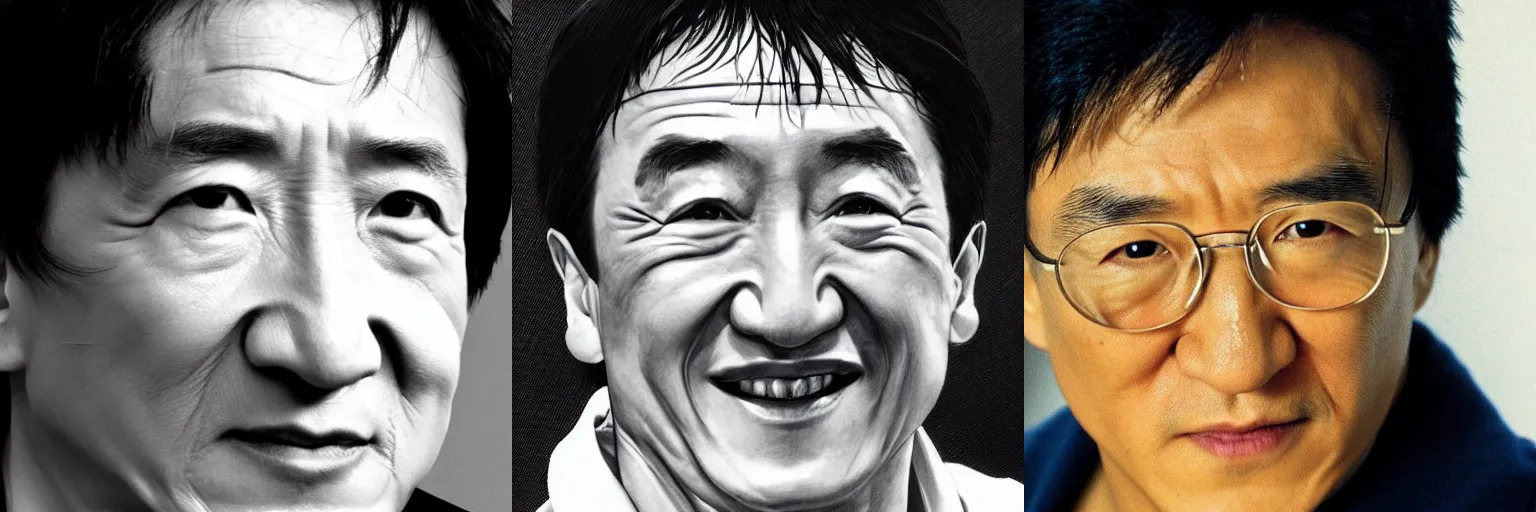 Prompt: close-up portrait of Jackie Chan