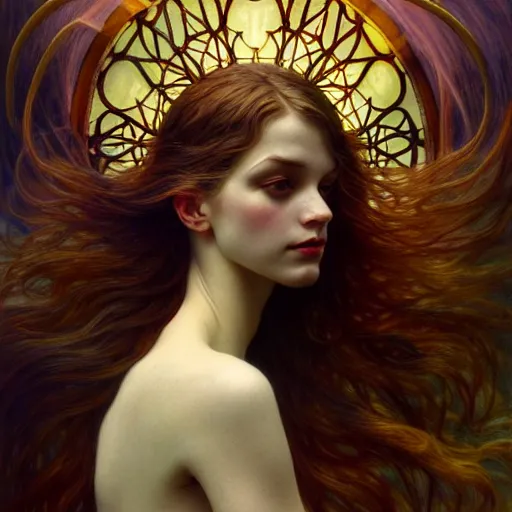Image similar to unique non conventional beauty, surreal, fantasy, intricate, elegant, dramatic lighting, emotionally evoking symbolic metaphor, highly detailed, lifelike, photorealistic, digital painting, artstation, concept art, smooth, sharp focus, illustration, art by John Collier and Albert Aublet and Krenz Cushart and Artem Demura and Alphonse Mucha