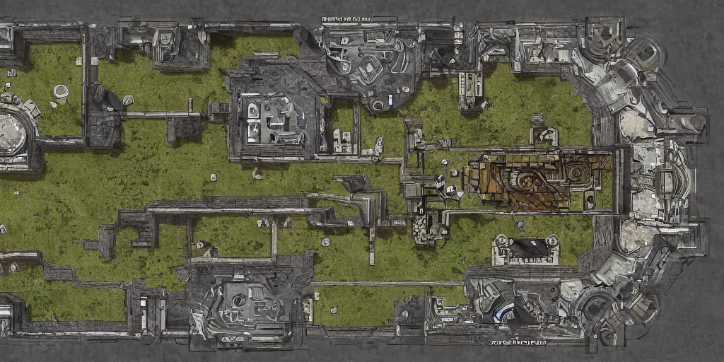 Image similar to architectural floor plan gears of war map hybrid halo map, symmetrical outpost, award winning design