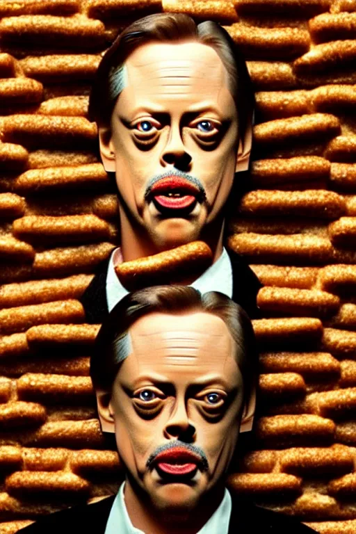 Image similar to film still of steve buscemi made out of bread in the matrix, 4 k