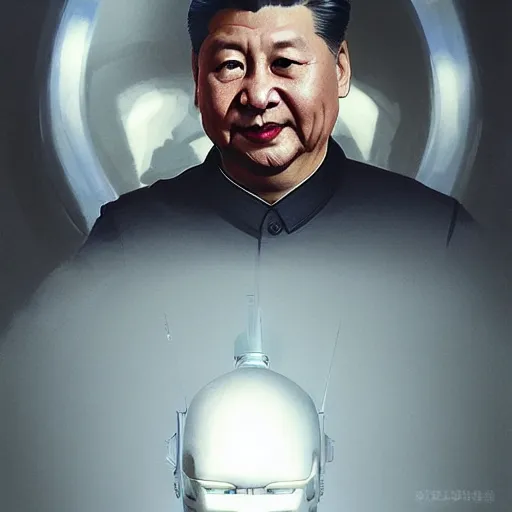 Image similar to leader of people's republic of china xi jinping as a t - 8 0 0 terminator, highly detailed, digital painting, artstation, concept art, matte, sharp focus, illustration, art by artgerm and greg rutkowski and alphonse mucha