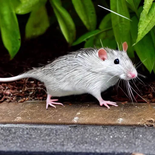 Prompt: elusive white drain rat in the drain pipes