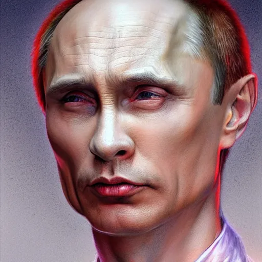 Image similar to vladimir putin, is a drag queen, drees, high heels fantasy 3 d render, masterpiece, by donato giancola and greg rutkowski and wayne barlow and zdzisław beksinski, realistic face