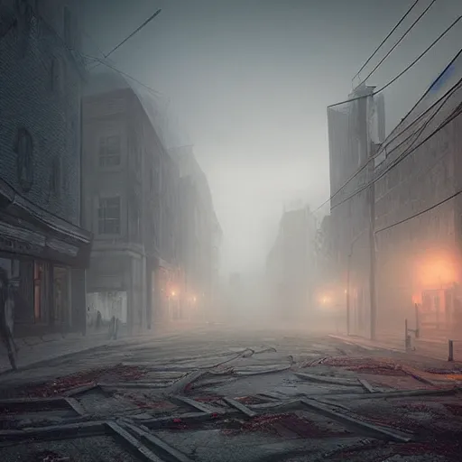 Prompt: “Hyper realistic apocalyptic city, fog, zombies, strange, 8K, photorealistic”