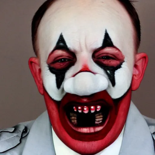 Image similar to happy smiling hitler in clown makeup