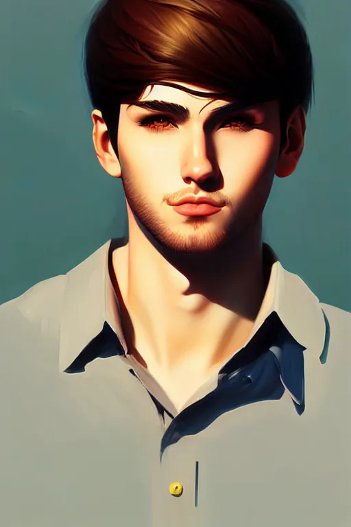 Prompt: attractive male, painting by ilya kuvshinov