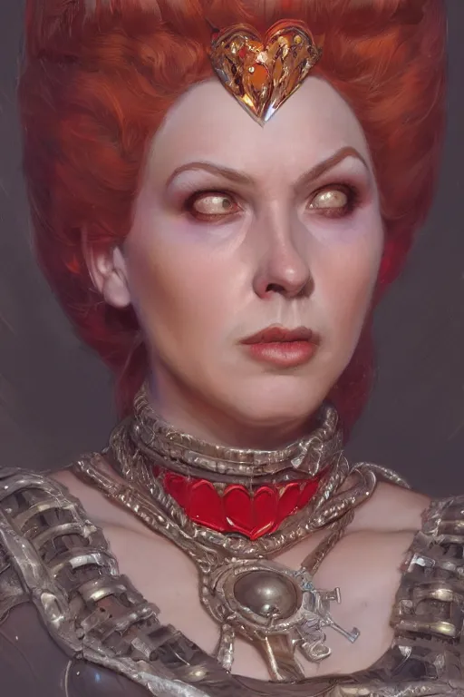 Image similar to Queen of Hearts, closeup character portrait art by Donato Giancola, Craig Mullins, digital art, trending on artstation