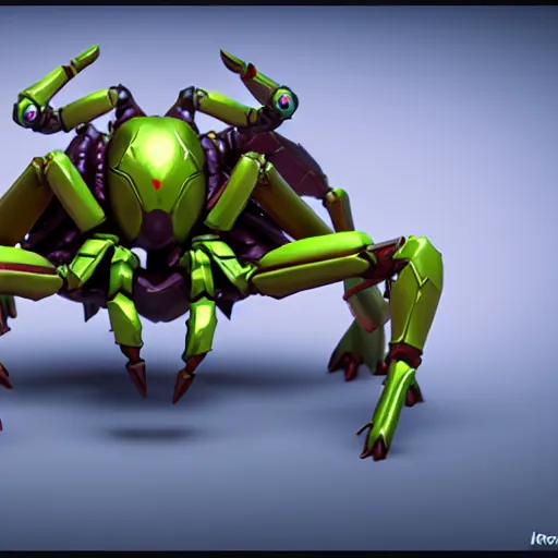 Image similar to a spider creature hero concept from overwatch, design, ingame image, 4 k, octane render, unreal engine 5,