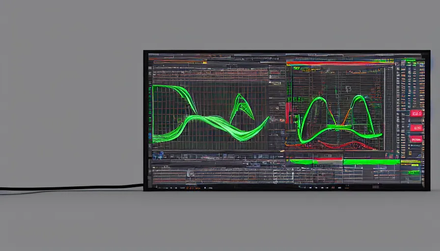 Prompt: rct screen showing oscilloscope on old soviet machine, photorealistic rendering, artstation, redshift, octane, golden ratio