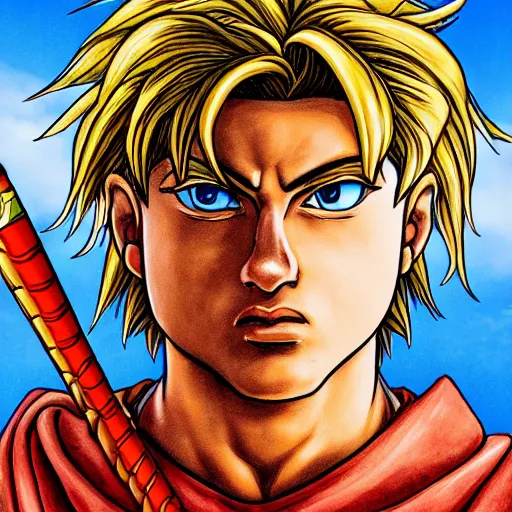 Prompt: portrait of alexander the great with a smug face, illustration by akira toriyama, vivid colors, extremely detailed, hd, 8 k, artstation