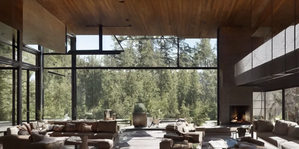 Prompt: large residence designed by tom kundig