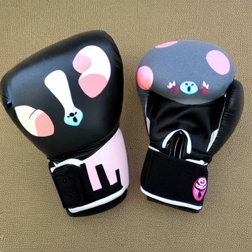 Image similar to impossibly cute kawaii raccoon waring boxing gloves