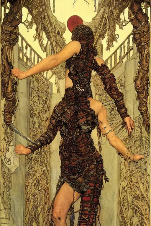 Image similar to full length portrait of serpent woman, by lawrence alma tadema and rick berry and norman rockwell and jason fabok and everett raymond kinstler