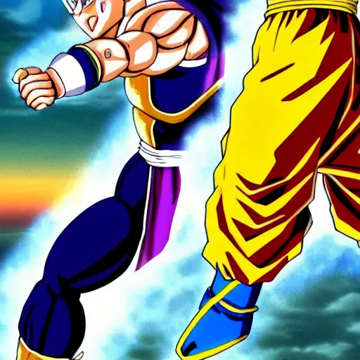 Image similar to Vegeta finally killing goku on dragonball z