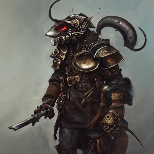 Image similar to steampunk rat warrior, by ruan jia