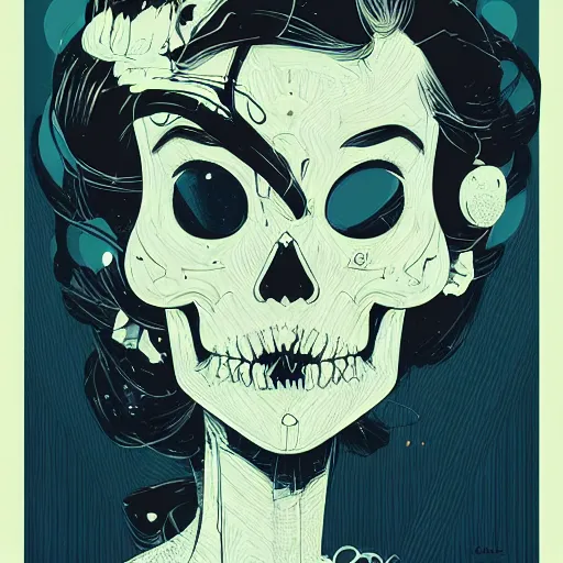 Image similar to portrait skull girl by petros afshar, tom whalen, laurie greasley, jc leyendecker and greg rutkowski