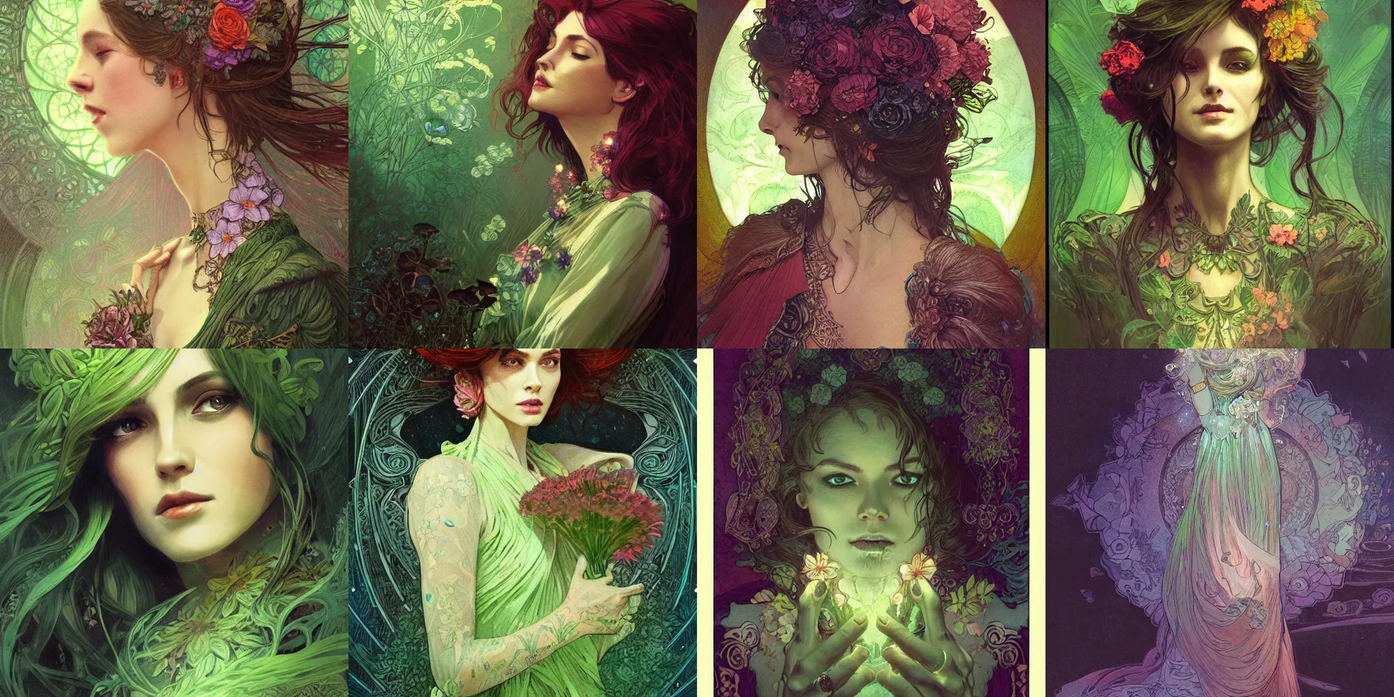 woman, magical, flower, bright castleton green, | Stable Diffusion ...