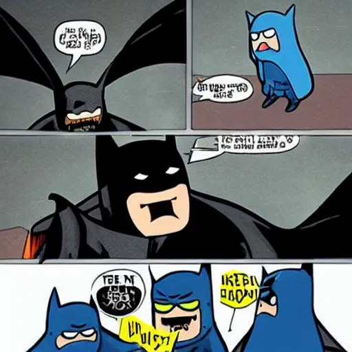 Image similar to batman punches finn from adventure time