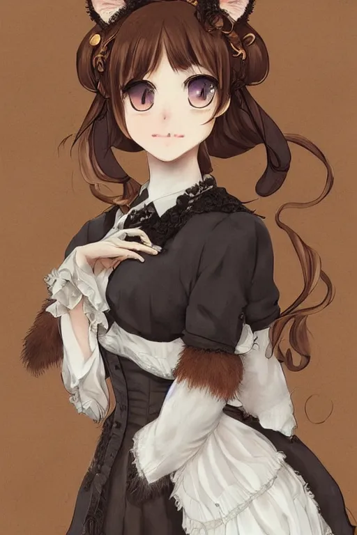 Prompt: portrait of a calico cat wearing victorian dress, fursona, furry art, anthro, detailed fur, detailed dress, delicate, pure, portrait, makoto shinkai