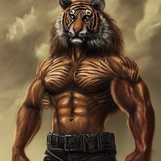 aesthetic commission portrait of a muscular furry | Stable Diffusion ...