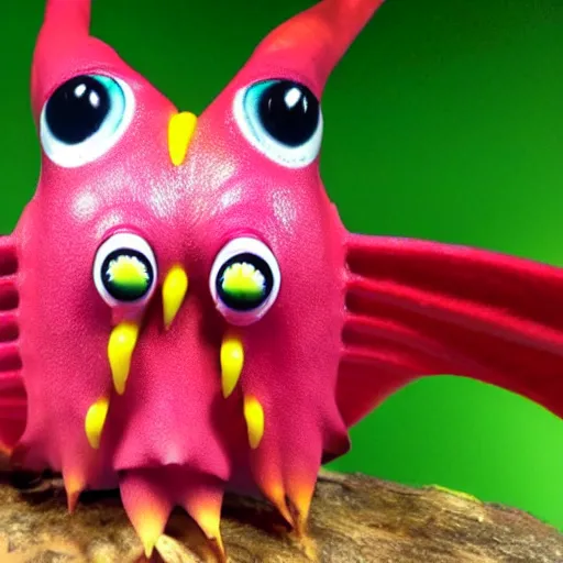 Image similar to an anthropomorphic humanoid rosy maple moth squid hybrid designed by tim burton