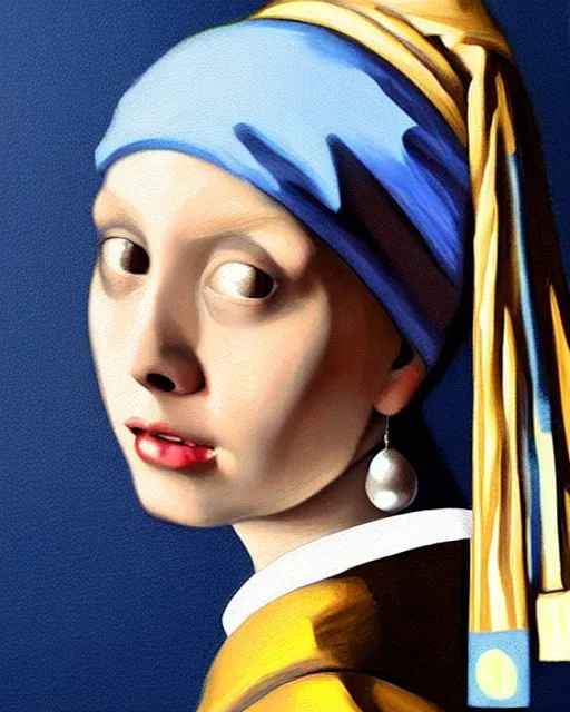 Prompt: digital realist painting of a beautiful modern girl as a girl with a pearl earring