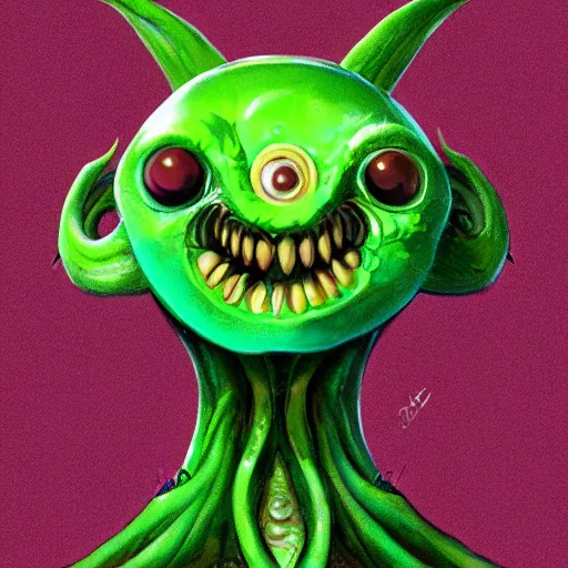 Image similar to cthullu, friendly, smiling, high detail, digital art by Dougal Dixon, trending on artstation, happy, colourful, centered, smooth