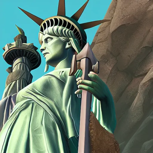 Prompt: Lady Liberty as a playable character in World of Warcraft, WoW character creation lady liberty