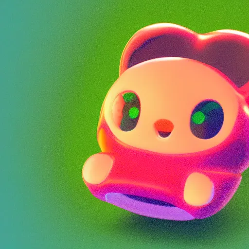 Image similar to portrait of a tamagotchi, japanese video game, 3 d render, risograph