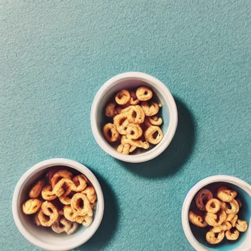 Image similar to “tiny people swimming in a cereal bowl, food photography”