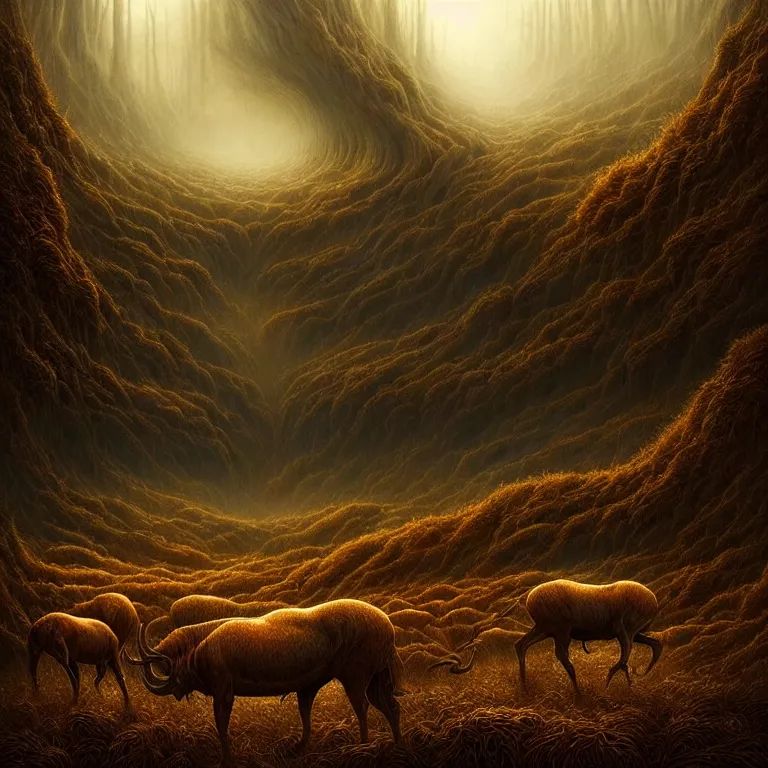 Image similar to epic professional digital art of startling hungry landscape, faint golden moody atmospheric lighting, painted, intricate, detailed, detailed, foreboding, by leesha hannigan, wayne haag, reyna rochin, ignacio fernandez rios, mark ryden, iris van herpen,, epic, stunning, gorgeous, much wow, cinematic, masterpiece.