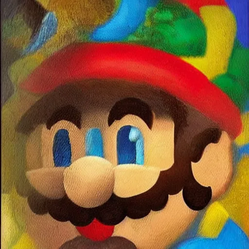 Prompt: Super Mario in an intricate painting by Salvador Dali