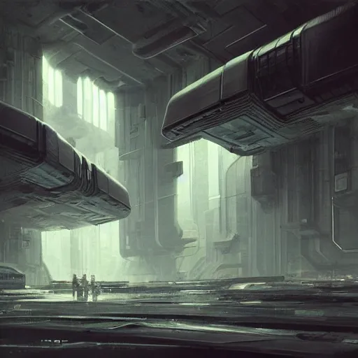 Prompt: scifi art by Greg Rutkowski, the ship's reactor room, large, brutalist and ominous, produces a mixture of agoraphobia and claustrophobia, claustrophobic and futuristic environment, detailed and intricate environment, high technology, digital painting, artstation, concept art, smooth, sharp foccus ilustration, Artstation HQ.